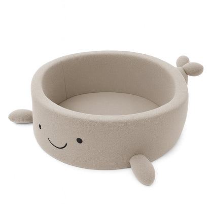 Meowbaby Foam Ball pit for Child - Whale | Balls to Choose | Oat Biscuit Beige | Boucle