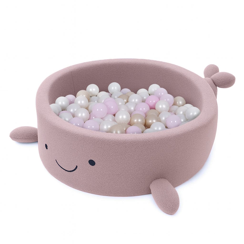 Meowbaby Foam Ball pit for Child - Whale | Balls to Choose | Raspberry Glaze Pink | Boucle