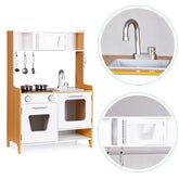Meowbaby Wooden Play Kitchen for Children with Multimedia Burners