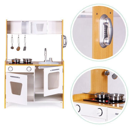 Meowbaby Wooden Play Kitchen for Children with Multimedia Burners