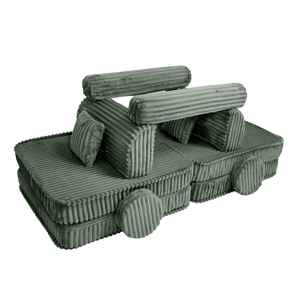MeowBaby Kids Play Sofa - Modular Play Sofa Couch - green | churros play sofa for kids 