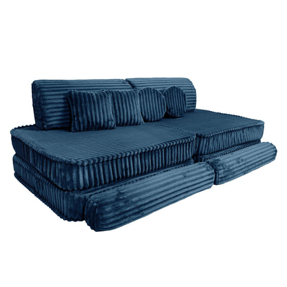MeowBaby Kids Play Sofa - Modular Play Sofa Couch - blue | churros play sofa for kids 