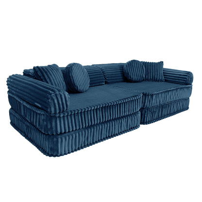 MeowBaby Kids Play Sofa - Modular Play Sofa Couch - blue | churros play sofa for kids 