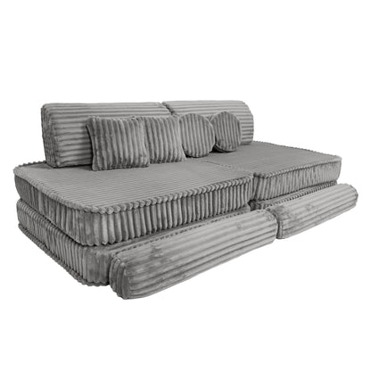 MeowBaby Kids Play Sofa - Modular Play Sofa Couch - grey | churros play sofa for kids 
