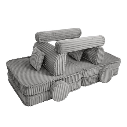 MeowBaby Kids Play Sofa - Modular Play Sofa Couch - grey | churros play sofa for kids 