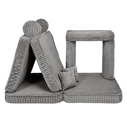 MeowBaby Kids Play Sofa - Modular Play Sofa Couch - grey | churros play sofa for kids 