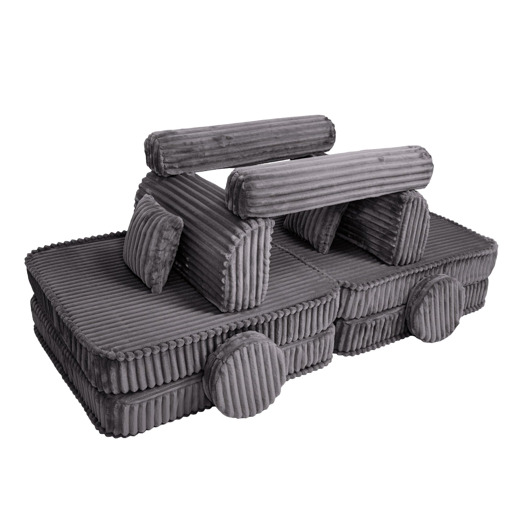 MeowBaby Kids Play Sofa - Modular Play Sofa Couch - dark grey | churros play sofa for kids 