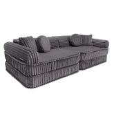 MeowBaby Kids Play Sofa - Modular Play Sofa Couch - dark grey | churros play sofa for kids 