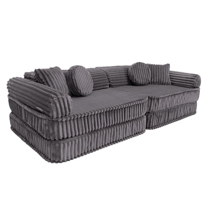 MeowBaby Kids Play Sofa - Modular Play Sofa Couch - dark grey | churros play sofa for kids 