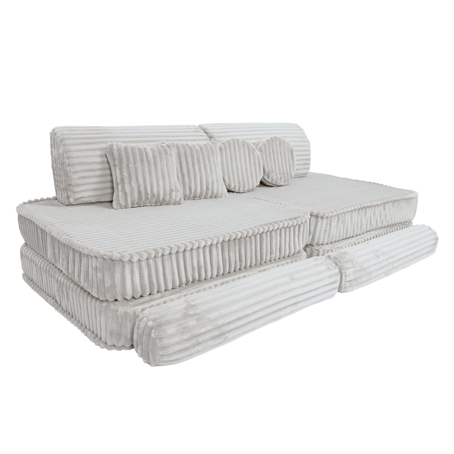 MeowBaby Kids Play Sofa - Modular Play Sofa Couch - white | churros play sofa for kids 