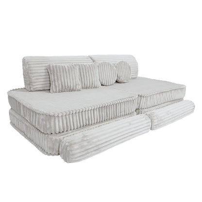 MeowBaby Kids Play Sofa - Modular Play Sofa Couch - white | churros play sofa for kids 