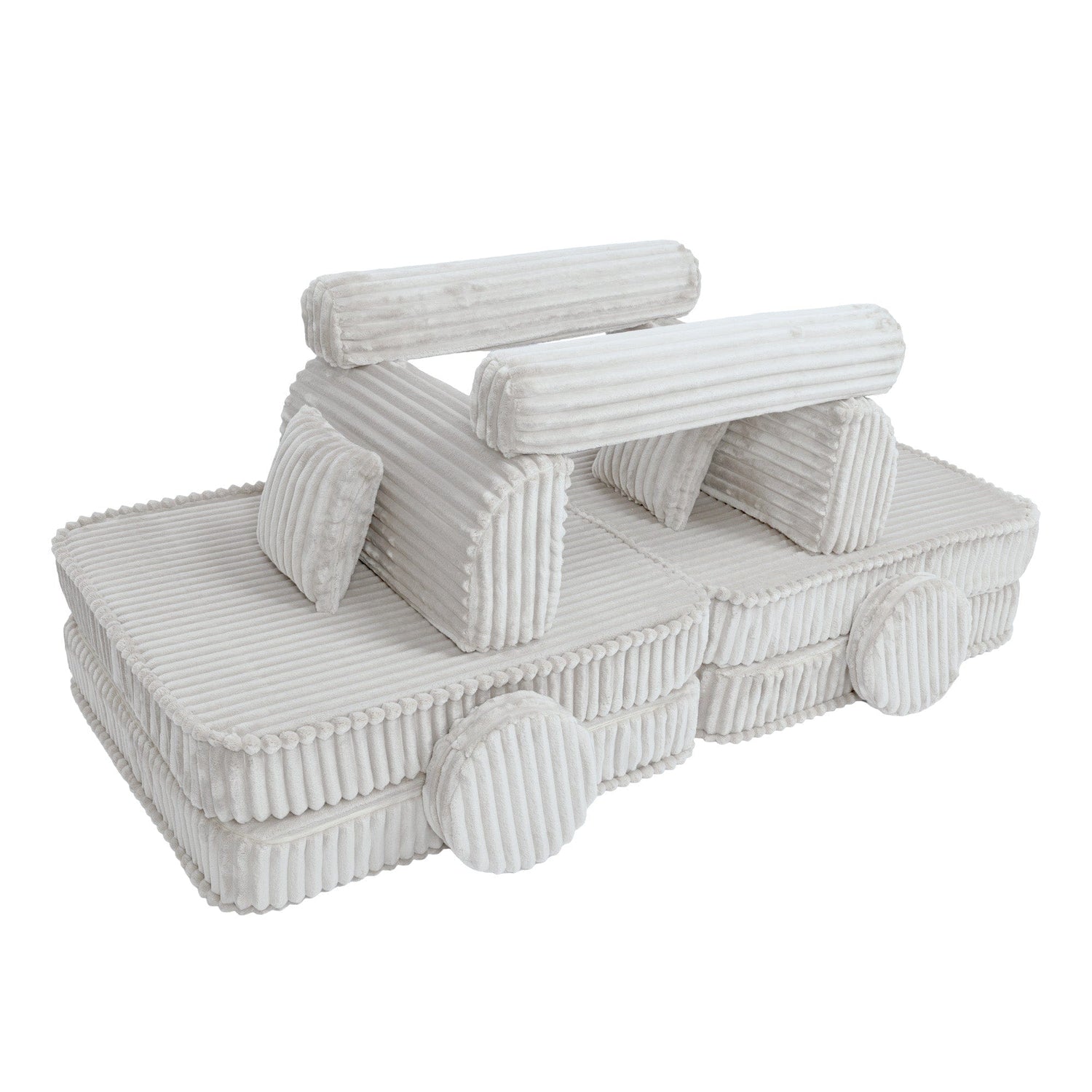 MeowBaby Kids Play Sofa - Modular Play Sofa Couch - white | churros play sofa for kids 