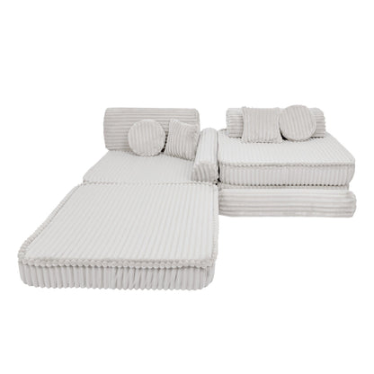 MeowBaby Kids Play Sofa - Modular Play Sofa Couch - white | churros play sofa for kids 