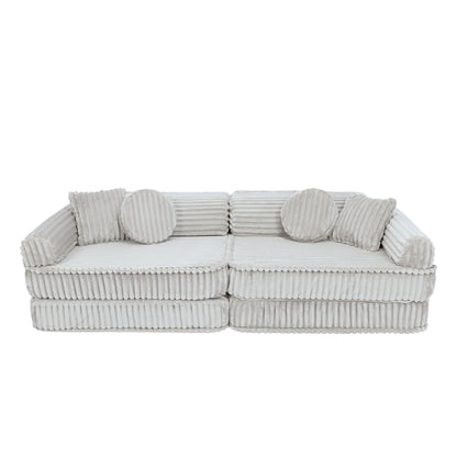 MeowBaby Kids Play Sofa - Modular Play Sofa Couch - white | churros play sofa for kids 