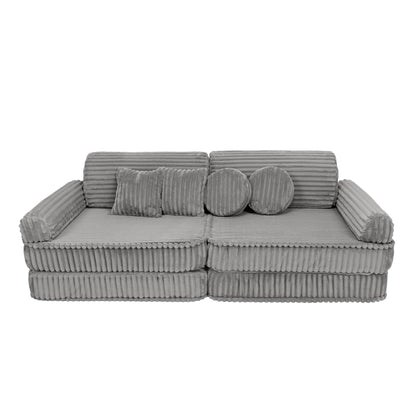 MeowBaby Kids Play Sofa - Modular Play Sofa Couch - grey | churros play sofa for kids 