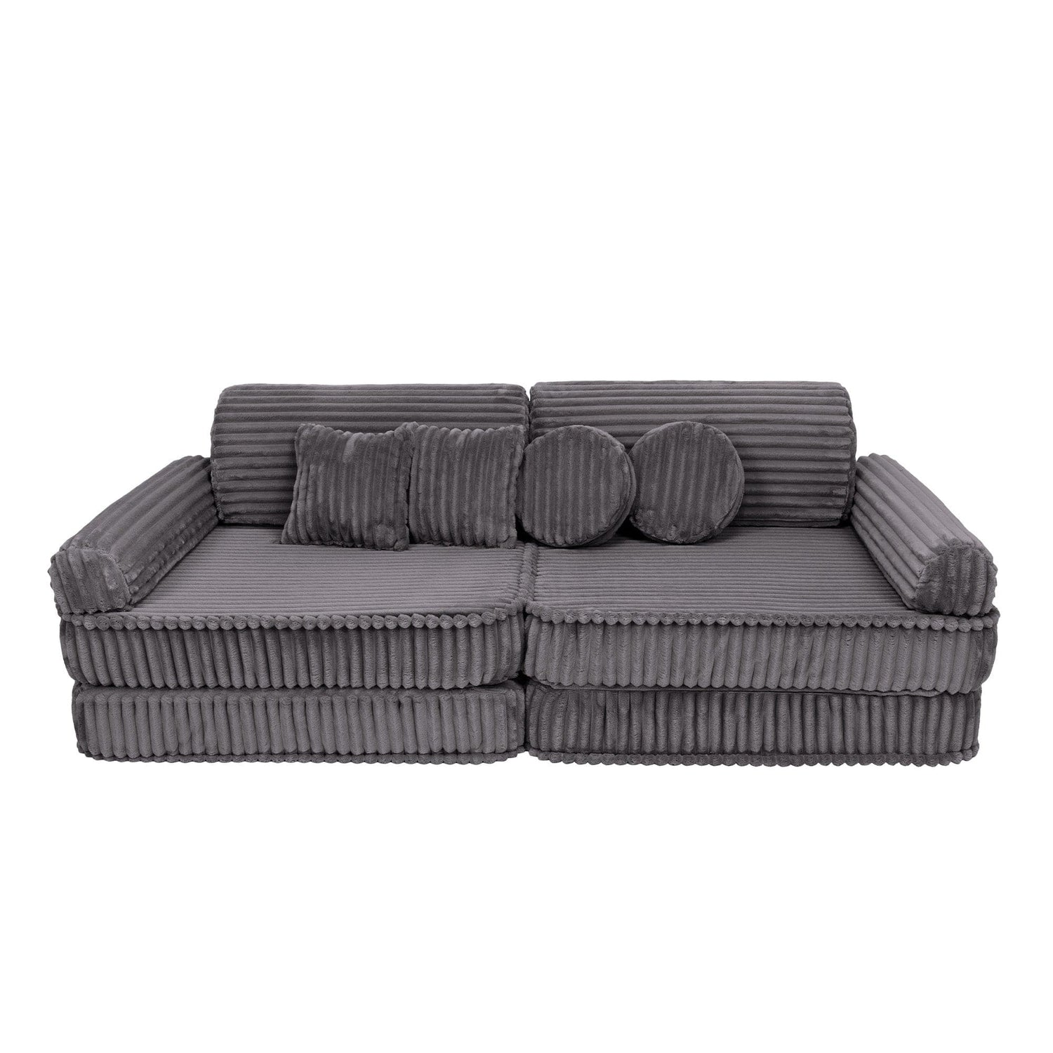 MeowBaby Kids Play Sofa | Modular Play Sofa Couch - dark grey | churros play sofa for kids |