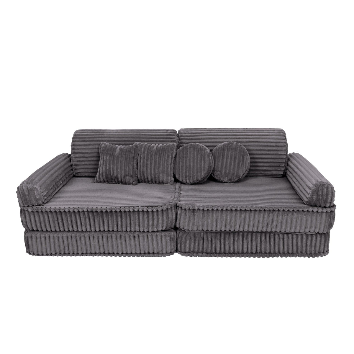 MeowBaby Kids Play Sofa | Modular Play Sofa Couch - dark grey | churros play sofa for kids |