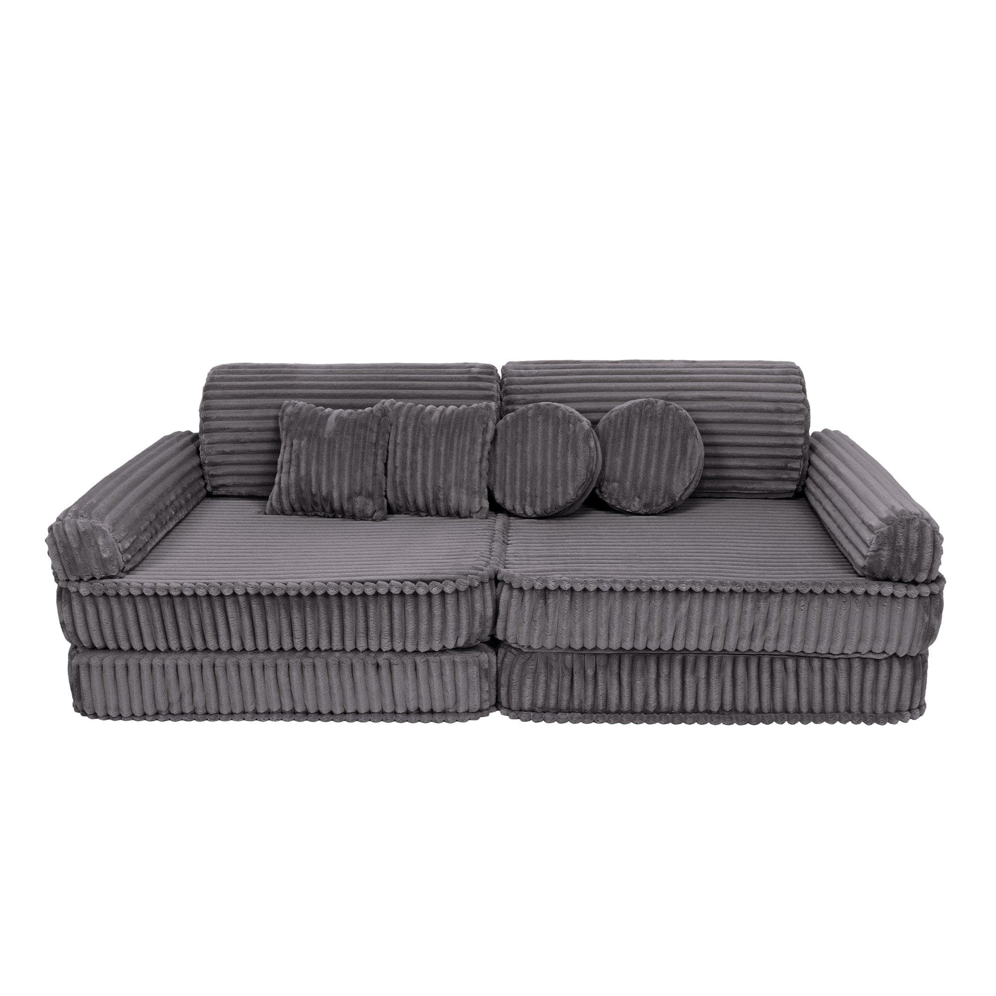MeowBaby Kids Play Sofa | Modular Play Sofa Couch - dark grey | churros play sofa for kids |