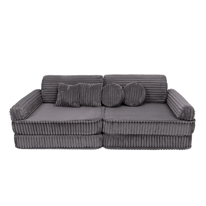 MeowBaby Kids Play Sofa | Modular Play Sofa Couch - dark grey | churros play sofa for kids |