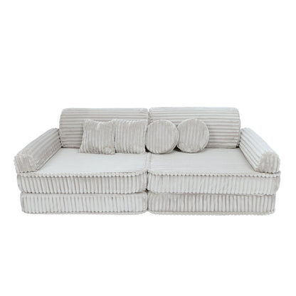 MeowBaby Kids Play Sofa | Modular Play Sofa Couch white | churros play sofa for kids | Play Sofa |