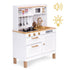 Meowbaby Large Wooden Play Kitchen for Children with Sounds and LED, Opening Cabinets, 7 Accessories