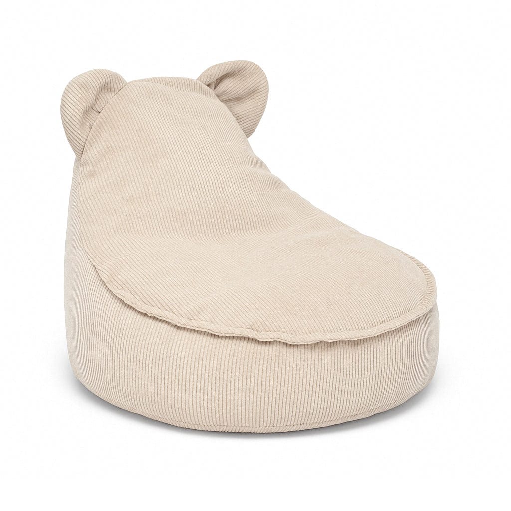 Meowbaby Sako Bag Teddy | Bean Bag for Kids | Slimcord bean bag teddy | kids pouffe | pouffe for kids | cream bean bag and pouffe for kids |