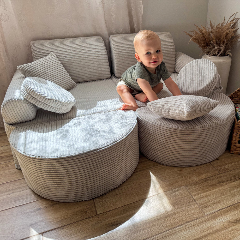 MeowBaby® Ecru CORDUROY Play Sofa - Cream Play Sofa Pocket Max