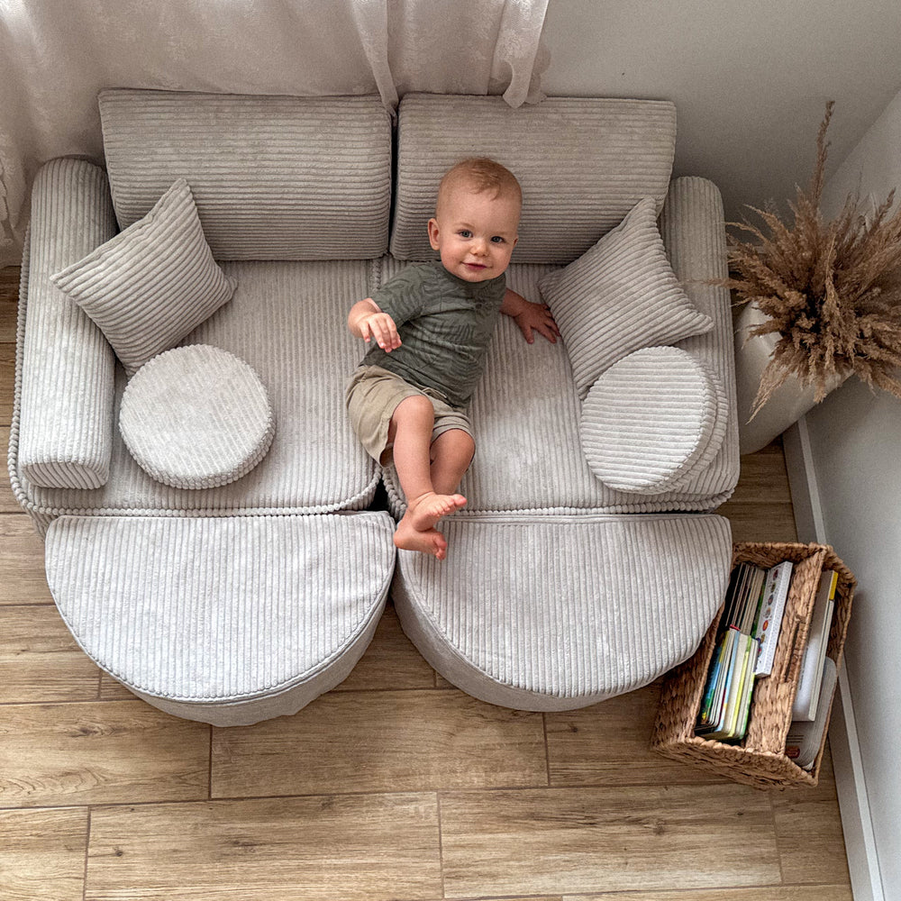 MeowBaby® Ecru CORDUROY Play Sofa - Cream Play Sofa Pocket Max