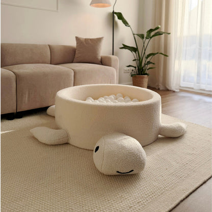 BOUCLE Ball Pit for Kids – Turtle | Cheesecake Cream Beige Boucle Ball Pit | MeowBaby®