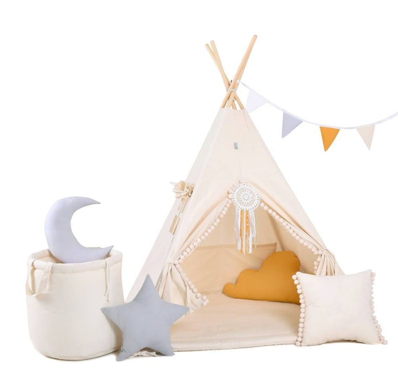 Cream Teepee Tent | Teepee Cream | Kids Teepee | Teepee Tent for Kids | Teepee Tent for Babies and Toddlers | Cream Tent | Kids Teepee Tent | Teepee Tent for Boys &amp; Girls | 