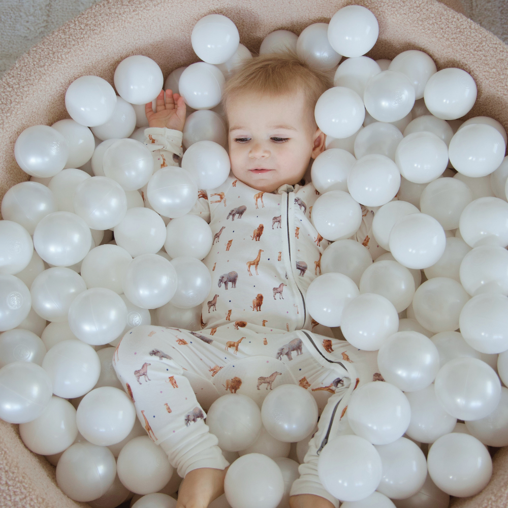 MeowBaby Ball Pit for Children – Turtle | Raspberry Glaze Pink | Boucle