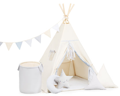 Grey &amp; Cream Teepee Tent | Teepee Grey | Kids Teepee | Teepee Tent for Kids | Baby Teepee Tent | Grey Tent | Kids Teepee Tent | Teepee Tent for Boys | Teepee Tent for Girls |  