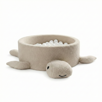 BOUCLE Ball Pit for Kids – Turtle | Oat Biscuit Beige Boucle Ball Pit | MeowBaby®