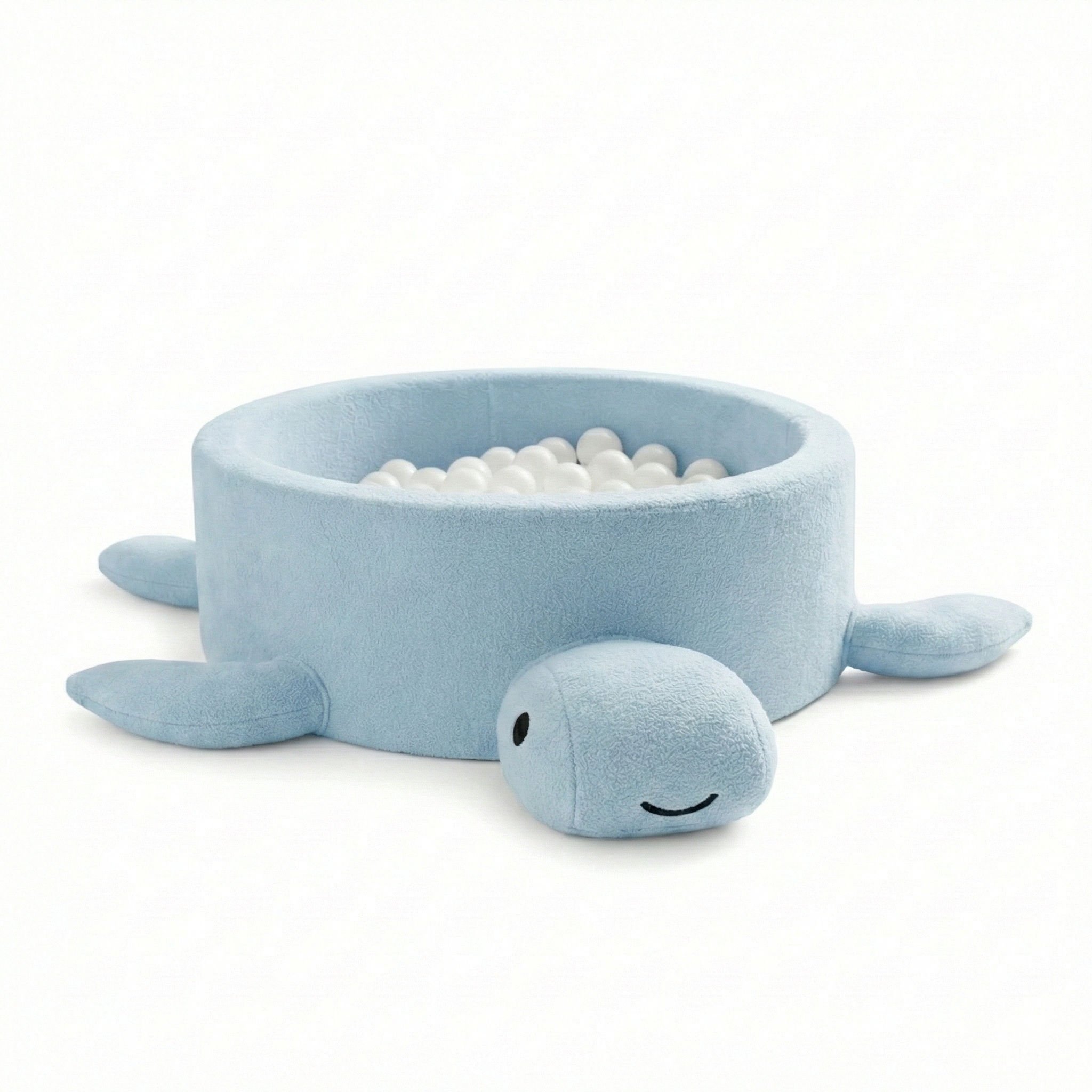 MeowBaby Ball Pit for Children – Turtle | Dusty Ice Blue | Boucle