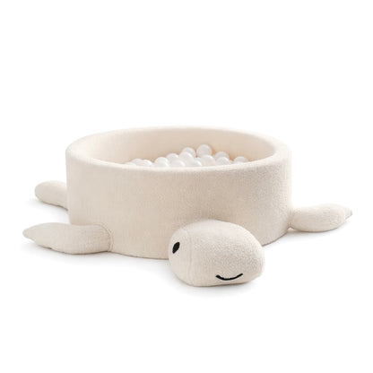 BOUCLE Ball Pit for Kids – Turtle | Cheesecake Cream Beige Boucle Ball Pit | MeowBaby®