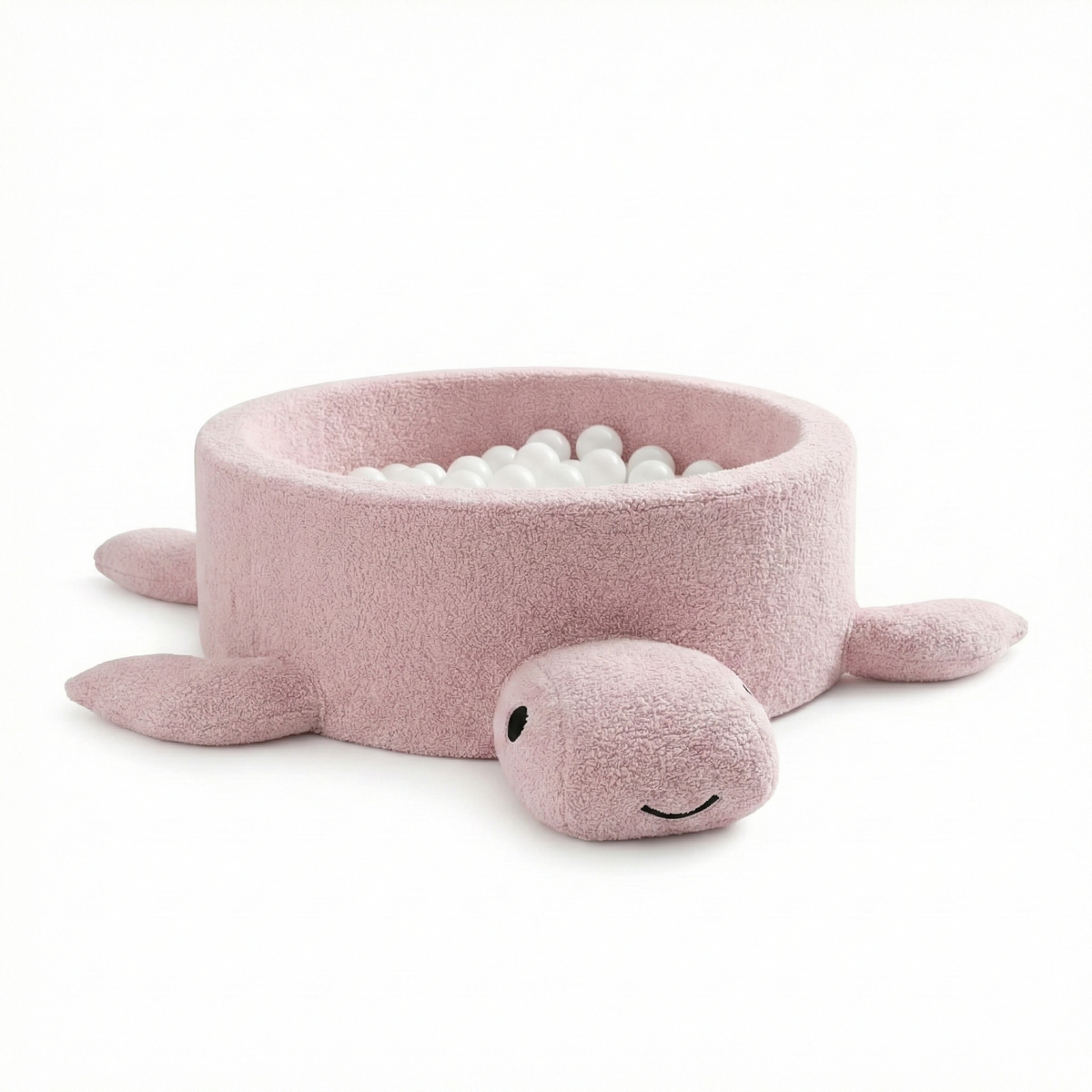 MeowBaby Ball Pit for Children – Turtle | Raspberry Glaze Pink | Boucle